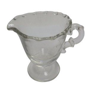 Fostoria Creamer clear Glass tera Drop Beaded Edge Grannycore Vintage Wedding